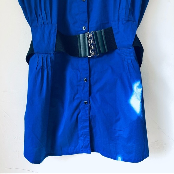 ASHLEY STEWARD Royal Blue Cotton Cutout Shirtdress Size 22 - Picture 5 of 11